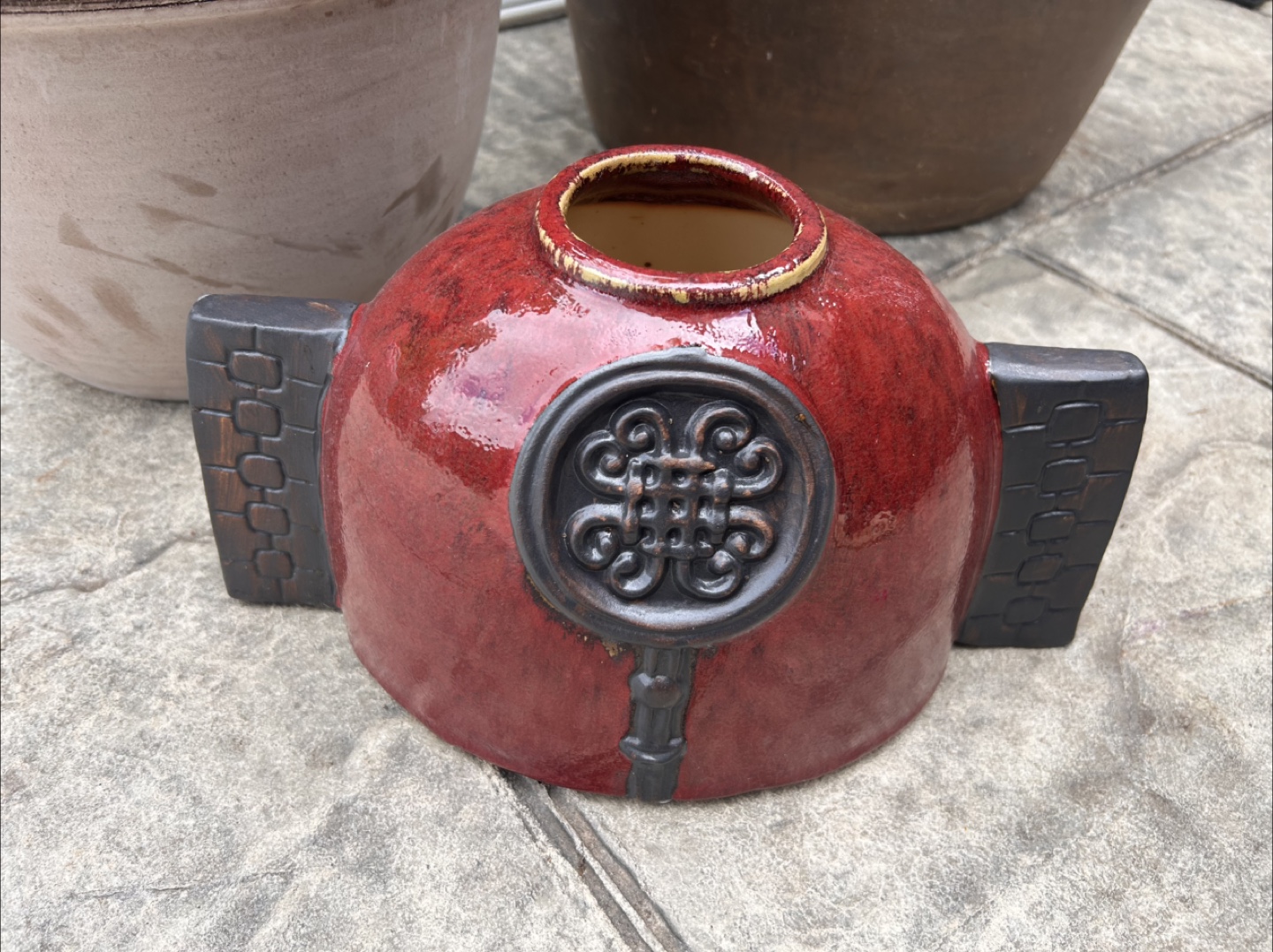 Red Ceramic Decorative Pot - photo 2
