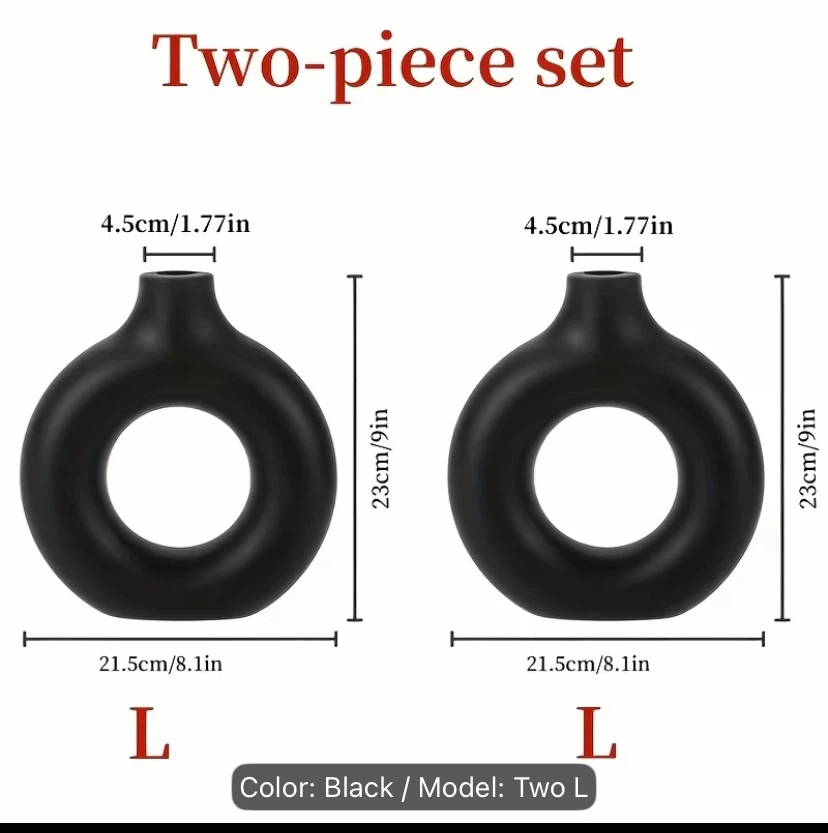 Black Donut Vase Set of 2 Large - photo 2