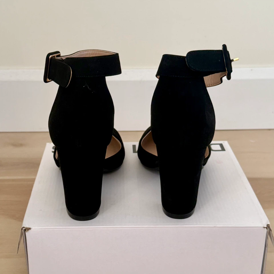 Dream Pairs Black Suede Block Heel Ankle Strap Heels - photo 3