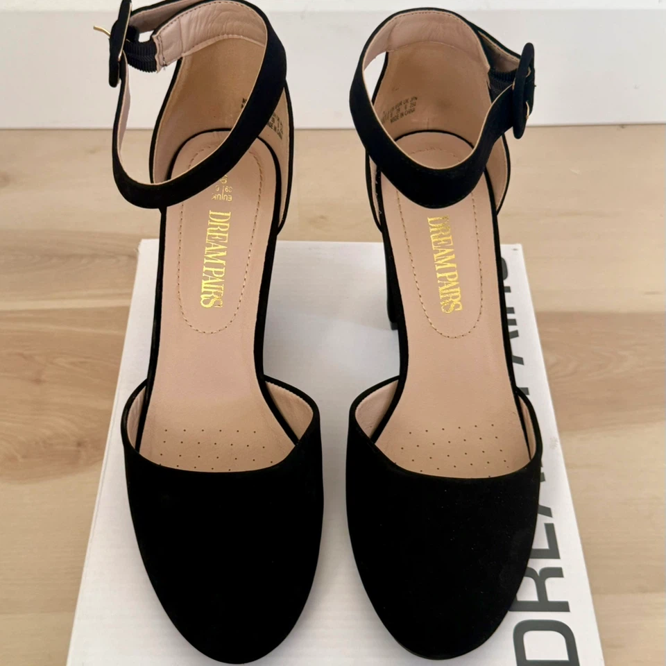 Dream Pairs Black Suede Block Heel Ankle Strap Heels - photo 4