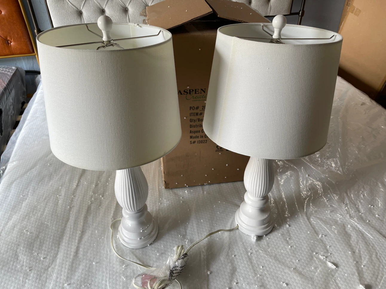 Aspen Creations White Table Lamps (Pair)