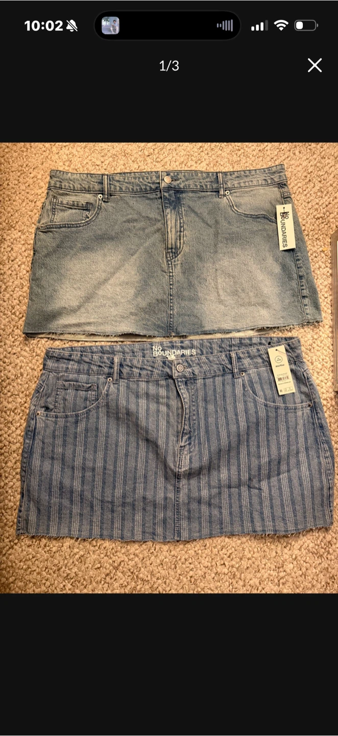 2 NWT WOMENS XL JEAN SKIRTS MID RISE