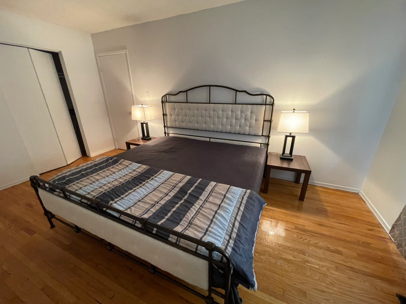 Metal Bed Frame with Tufted Headboard