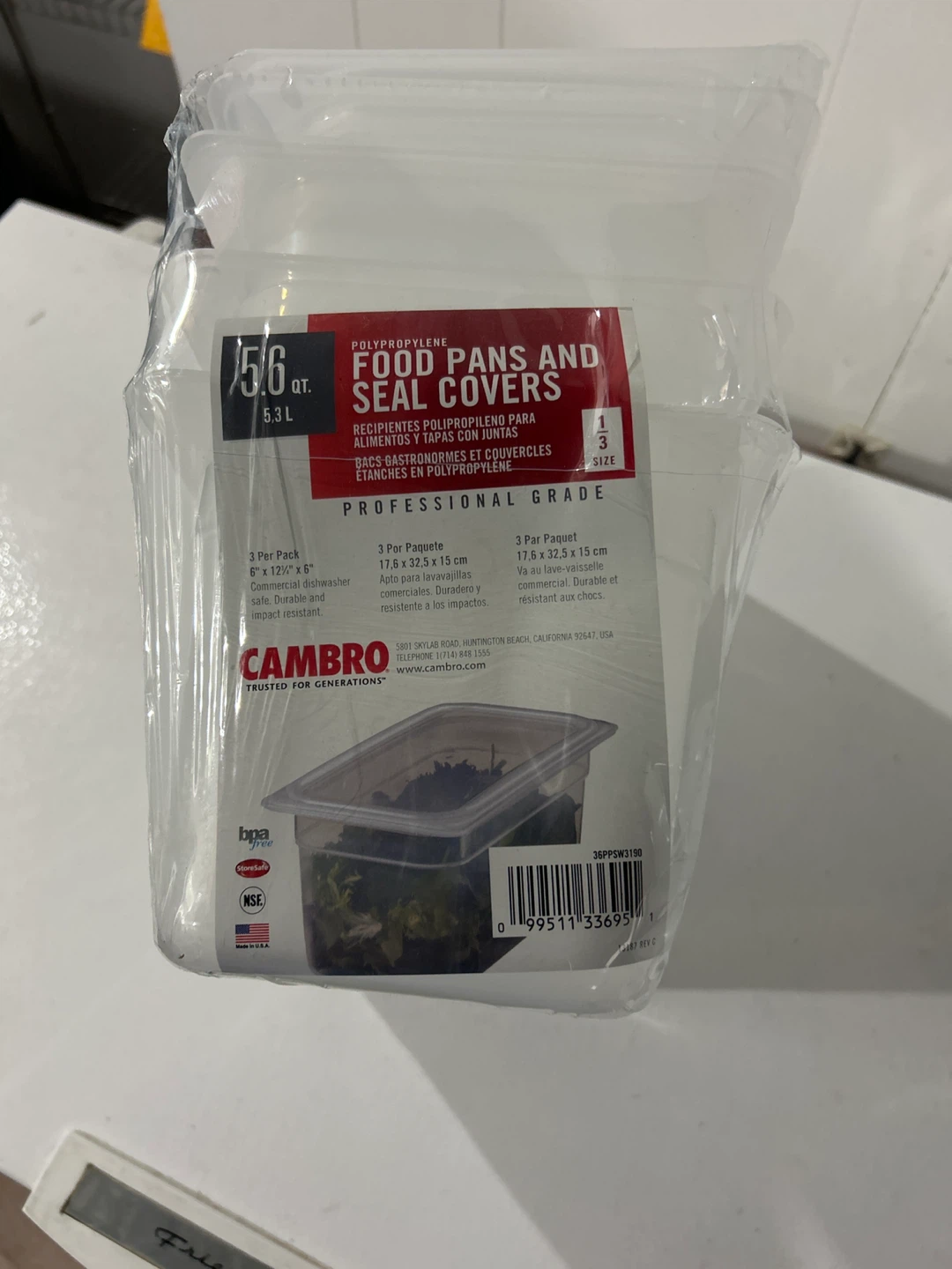 Cambro Food Pan and Seal Covers - 5.3 L
