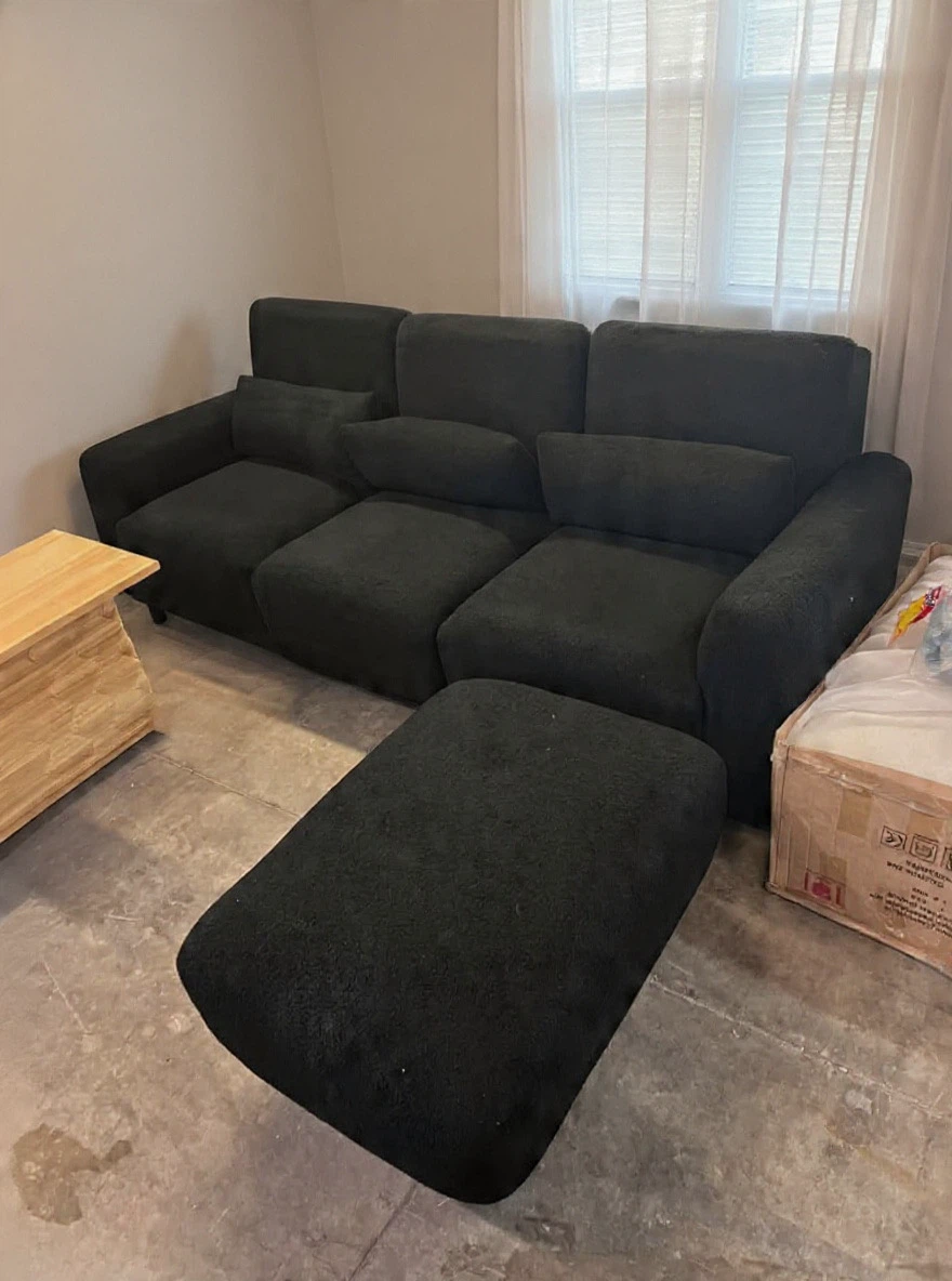 Black Sectional Sofa with Ottoman