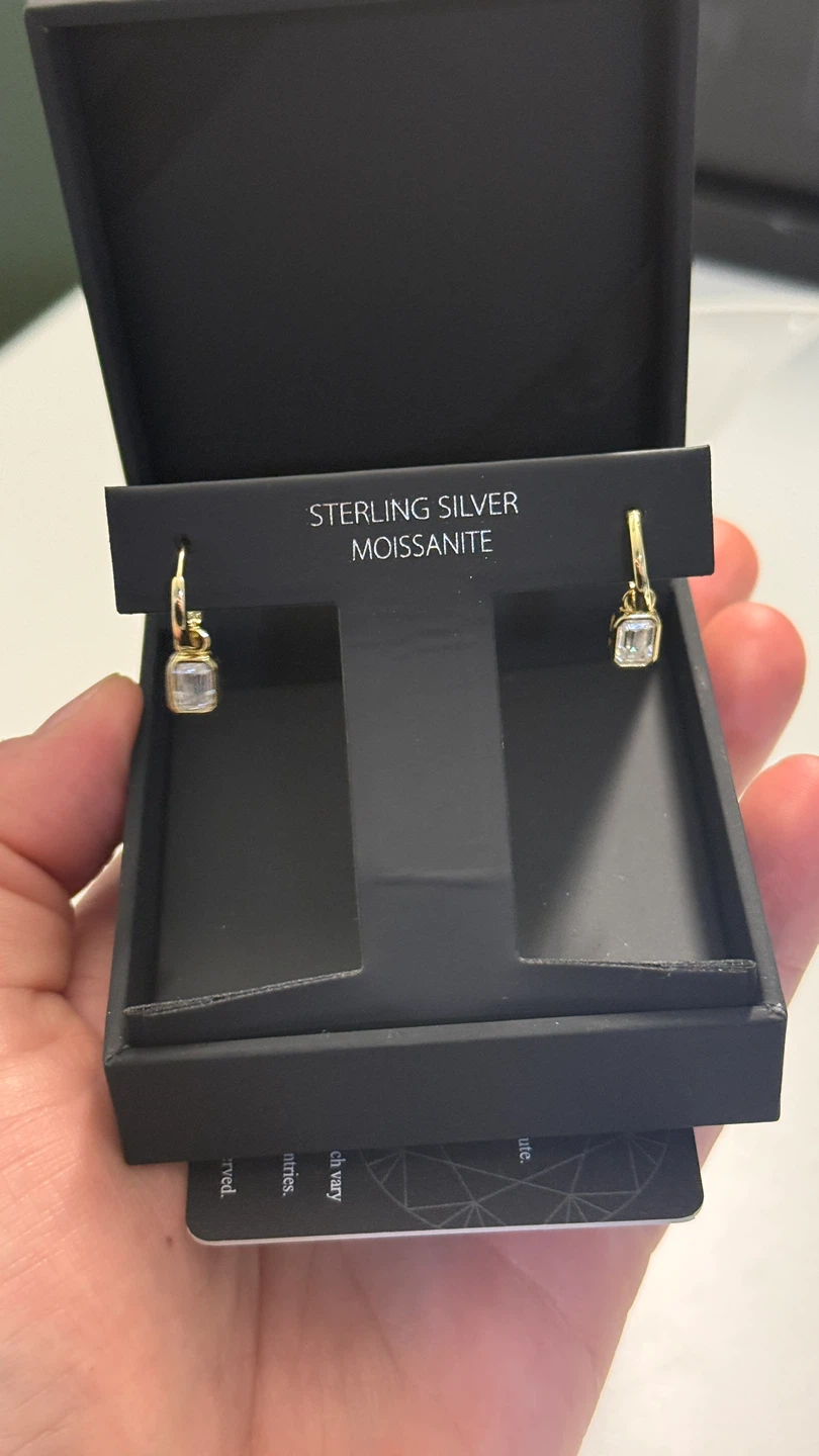 18k gold plated sterling silver moissanite hoops - photo 3