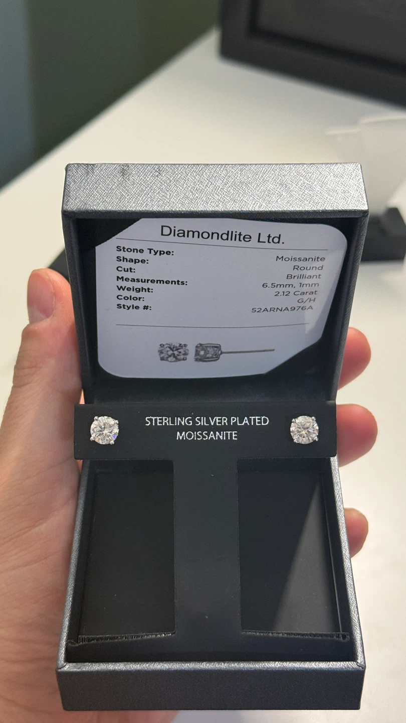 Diamondlite Ltd. Sterling Silver Plated Moissanite Earrings