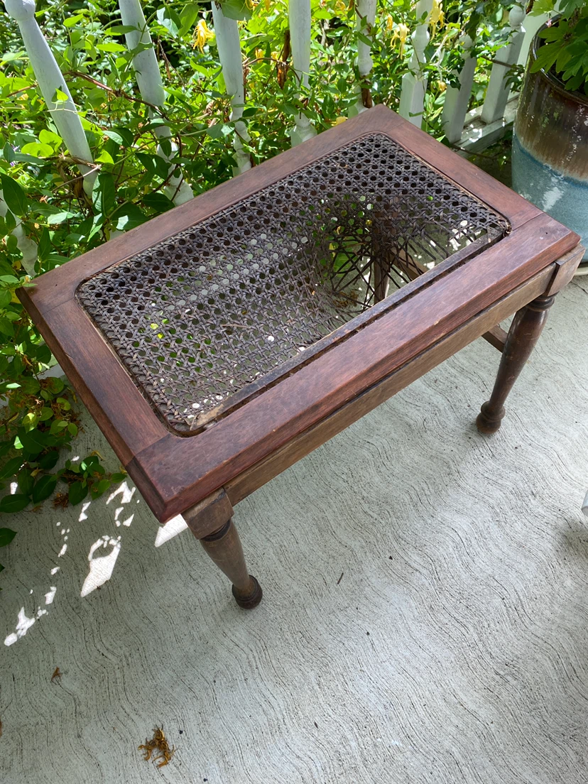 Vintage Wooden Table with Cane Top