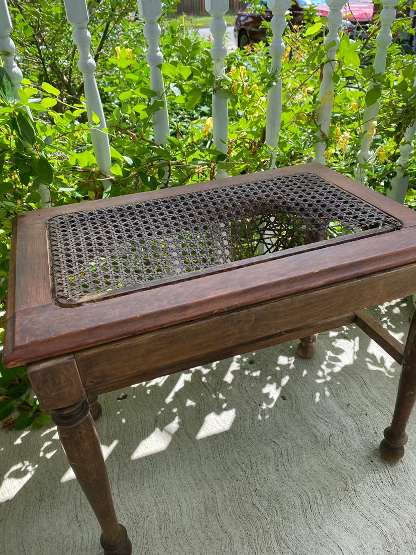 Vintage Wooden Table with Cane Top - photo 2