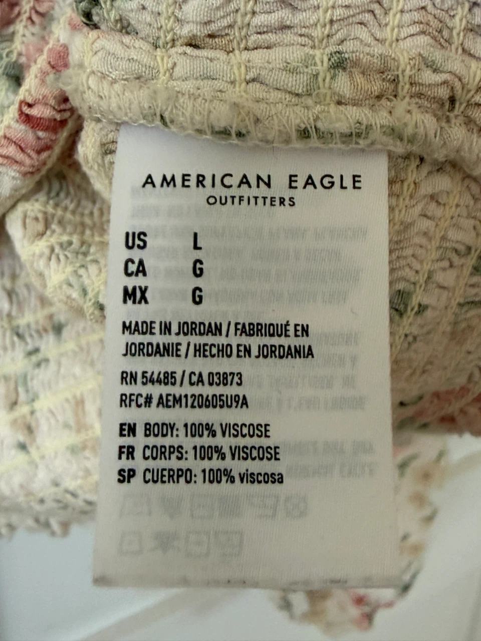 American Eagle Cream Floral Smocked Off-Shoulder Blouse - photo 3
