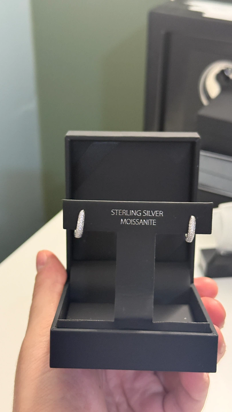 Sterling Silver Moissanite Hoop Earrings - photo 4