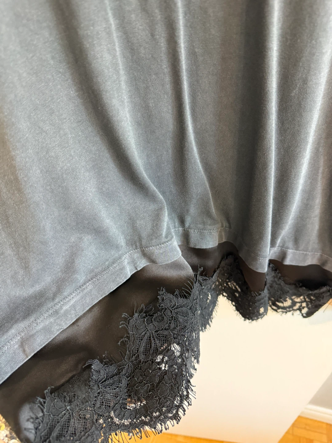 Zara Grey Long Sleeve Shirt with Lace Trim - photo 3
