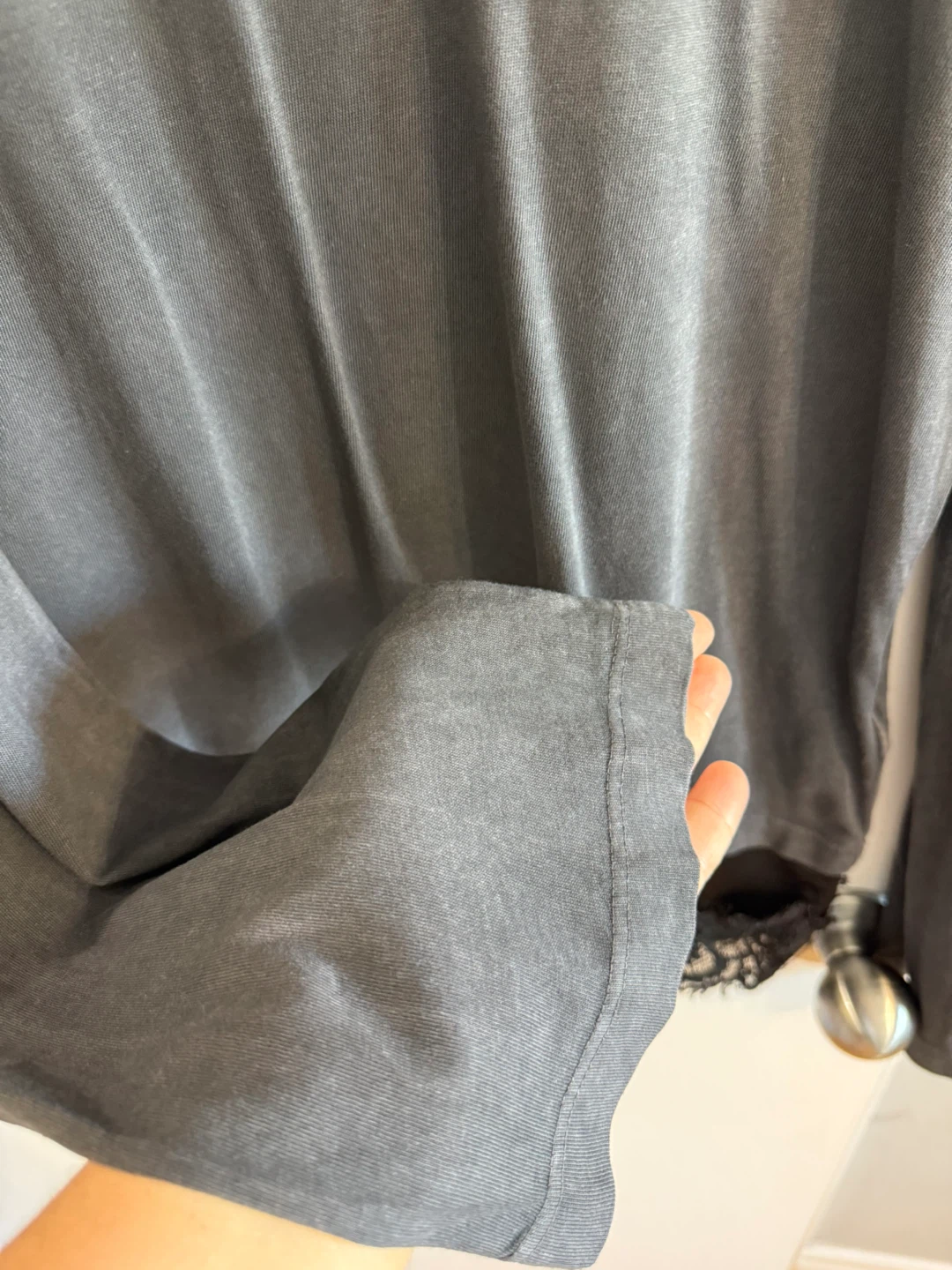 Zara Grey Long Sleeve Shirt with Lace Trim - photo 4