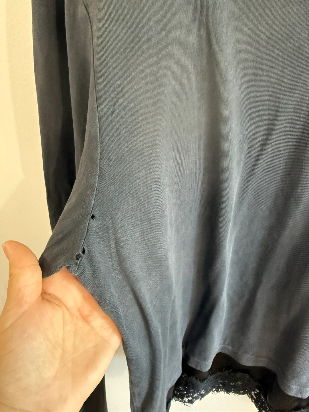 Zara Grey Long Sleeve Shirt with Lace Trim - photo 5