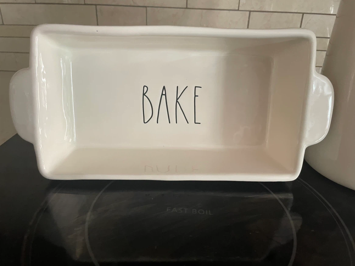 Rae Dunn "Bake" Loaf Pan, Citrus Pitcher, and "Treats" Jar - photo 2