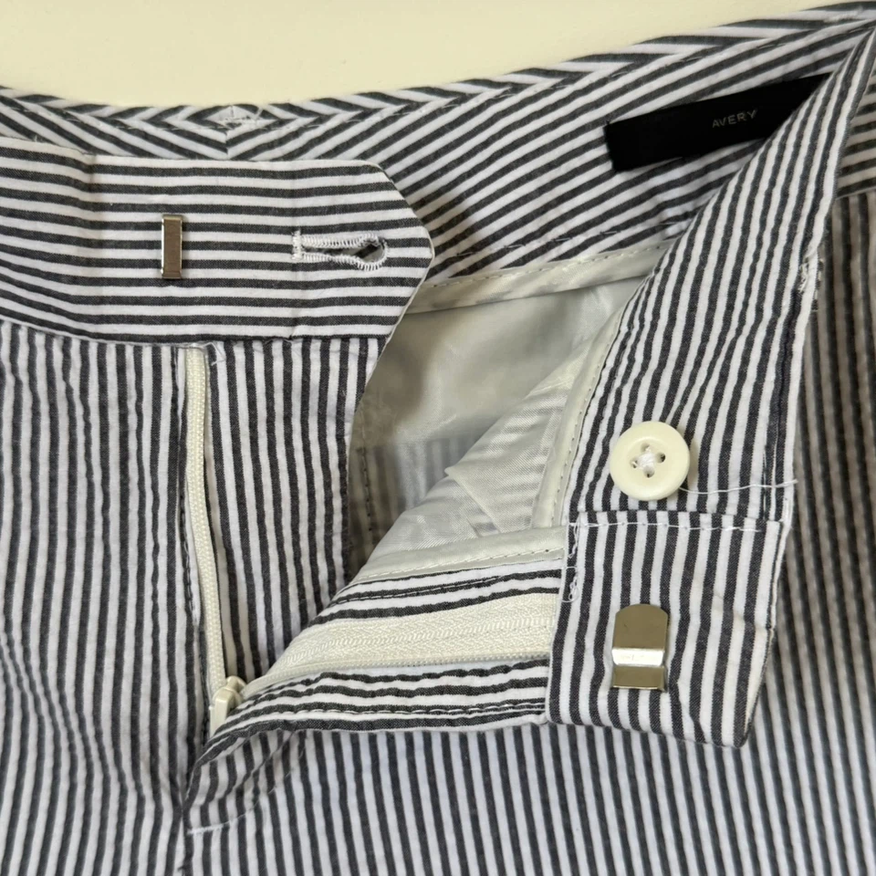 Banana Republic Navy and White Striped Seersucker Ankle Pants - photo 3