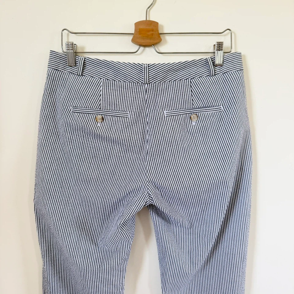 Banana Republic Navy and White Striped Seersucker Ankle Pants - photo 5