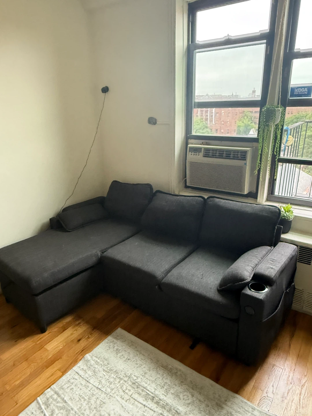 Dark Gray Sectional Sofa with Storage and Cup Holders - photo 2