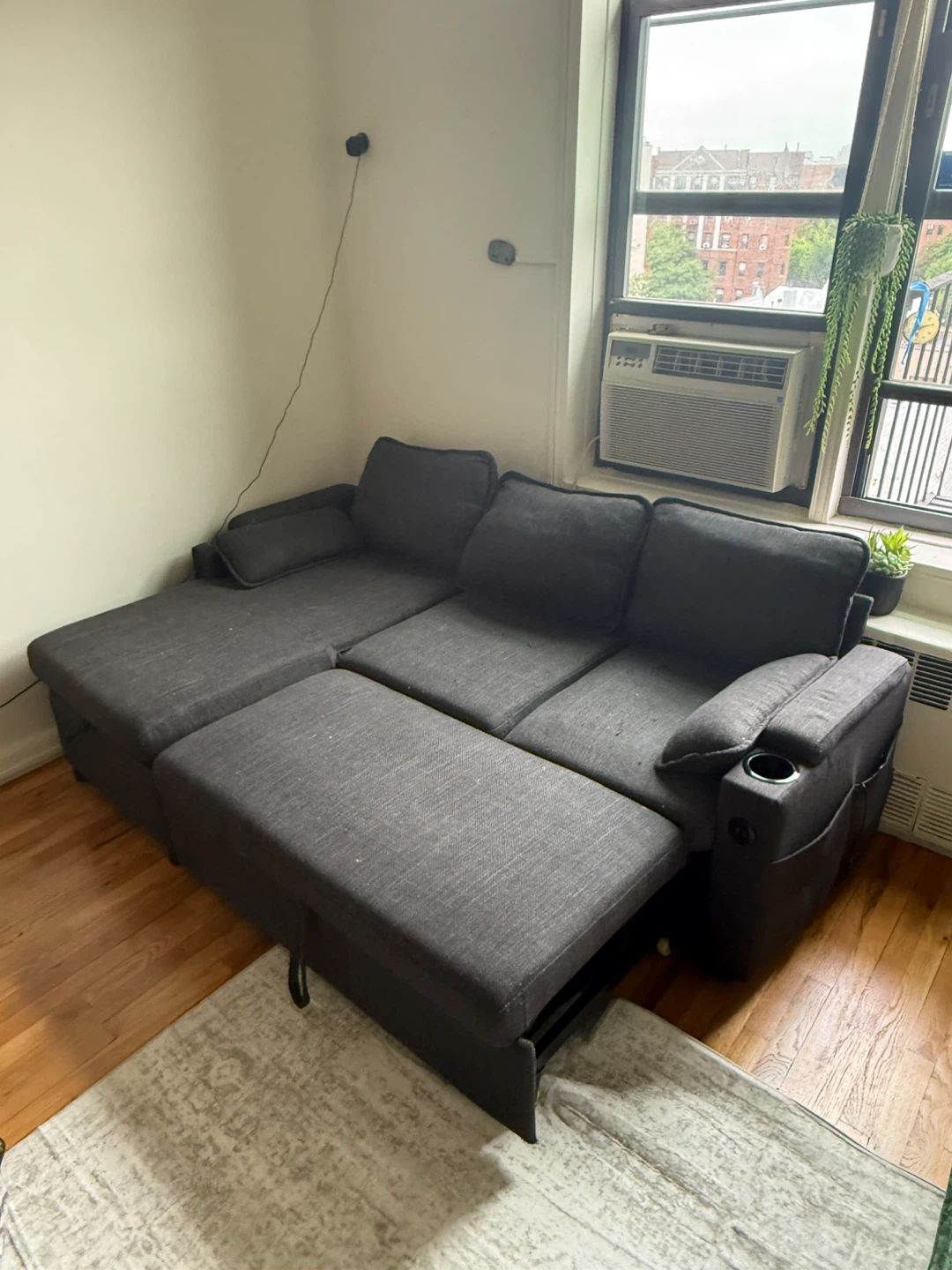 Dark Gray Sectional Sofa with Storage and Cup Holders - photo 4