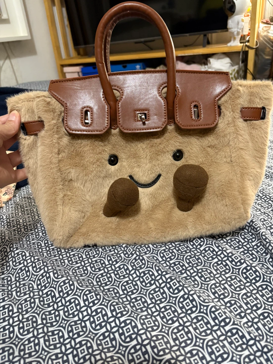Faux Fur Cartoon Face Handbag