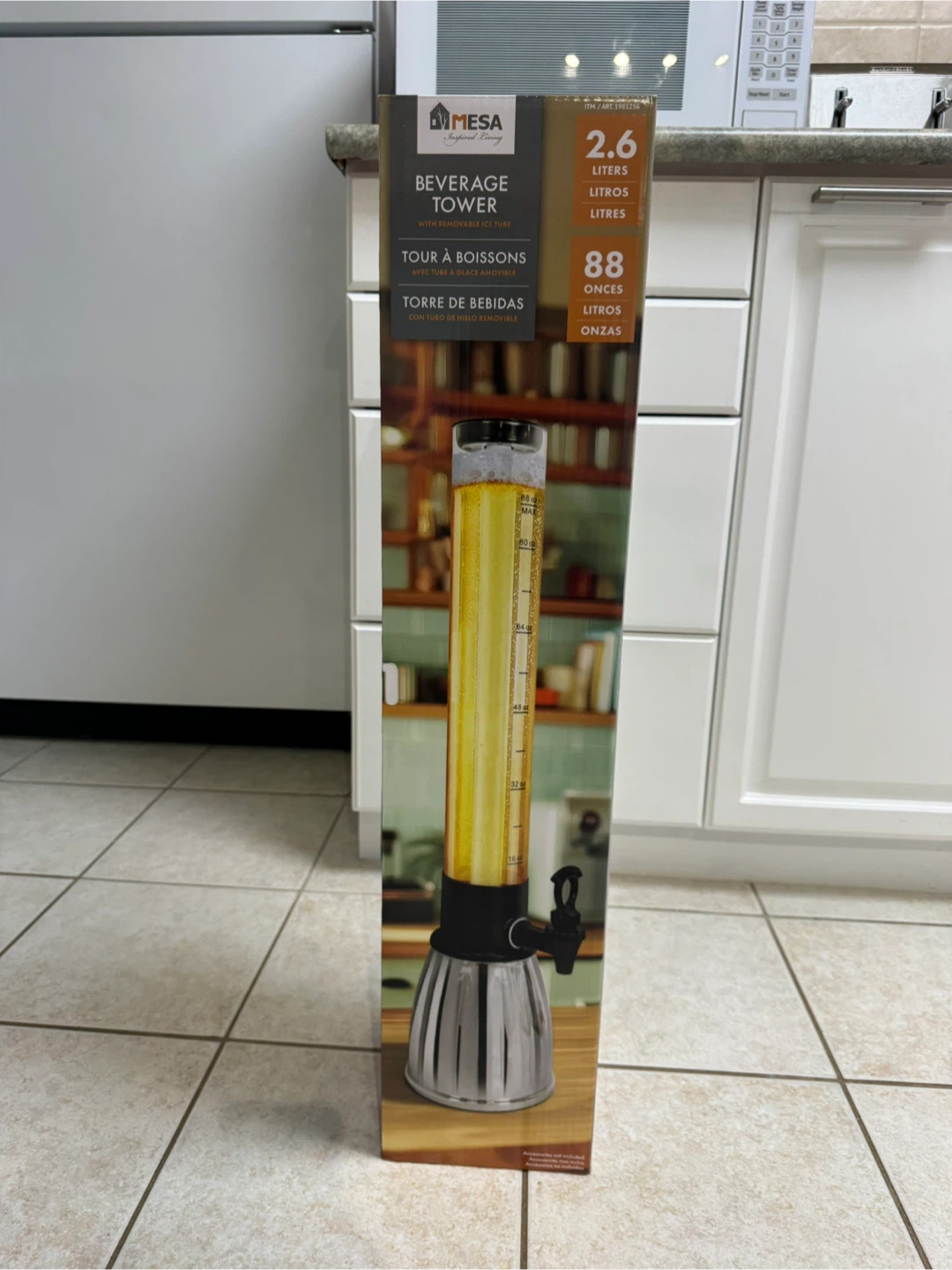 Mesa Beverage Tower Drink Dispenser with Ice Tube