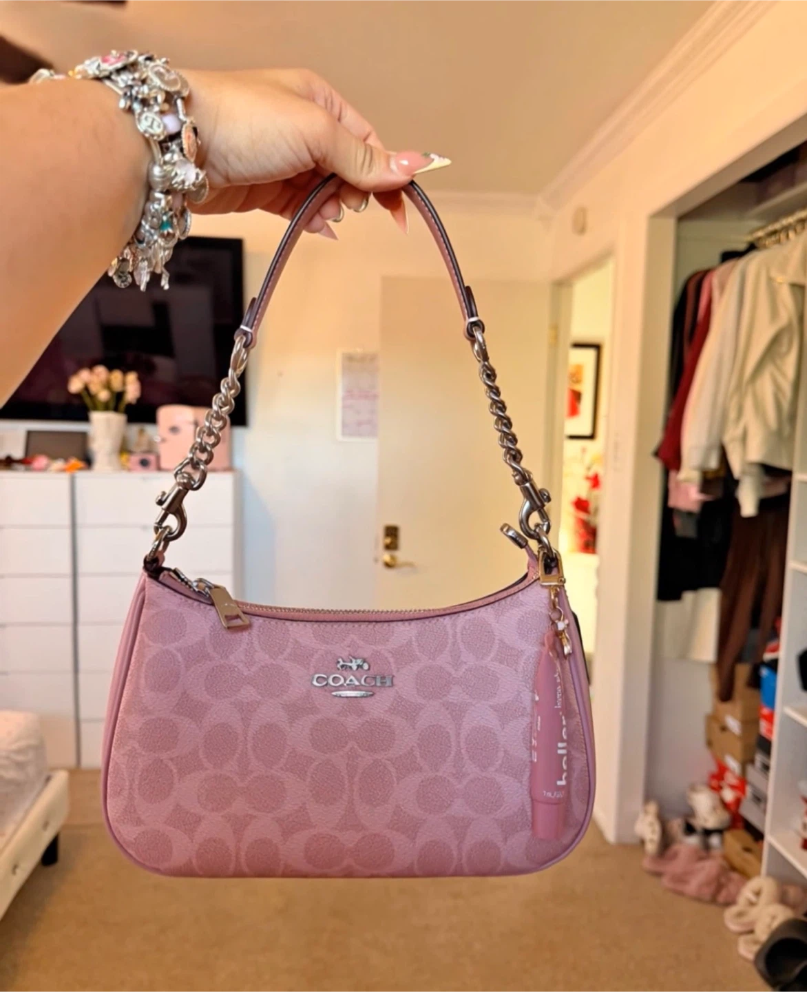 Coach Pink Monogram Shoulder Bag