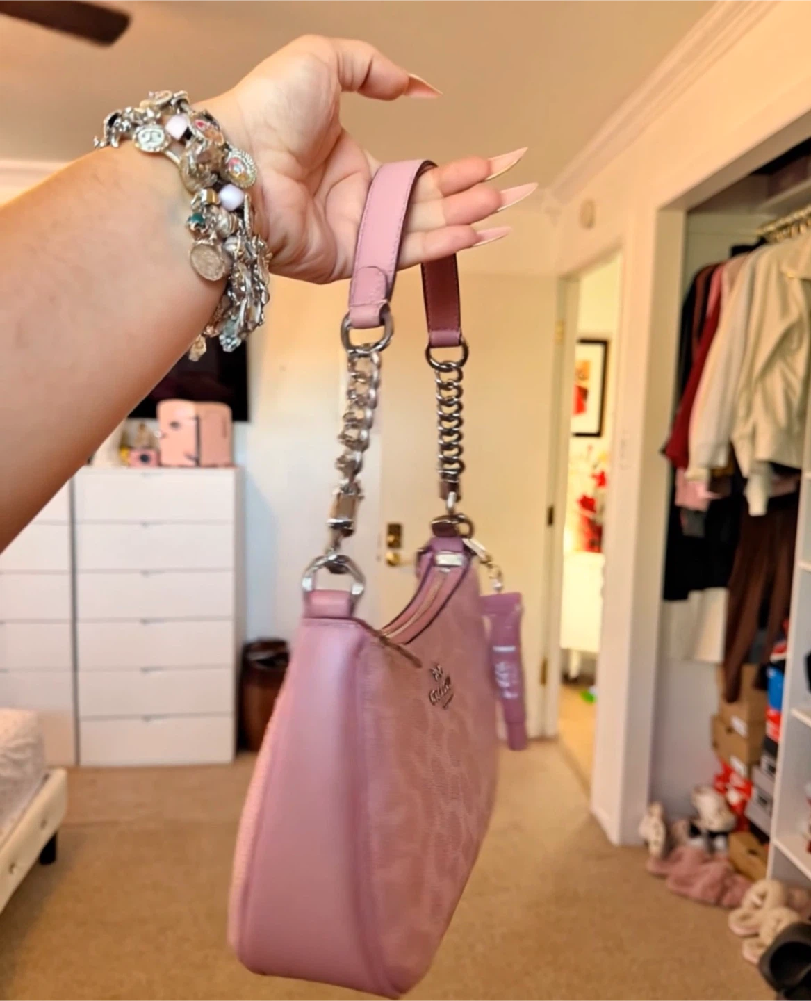 Coach Pink Monogram Shoulder Bag - photo 2