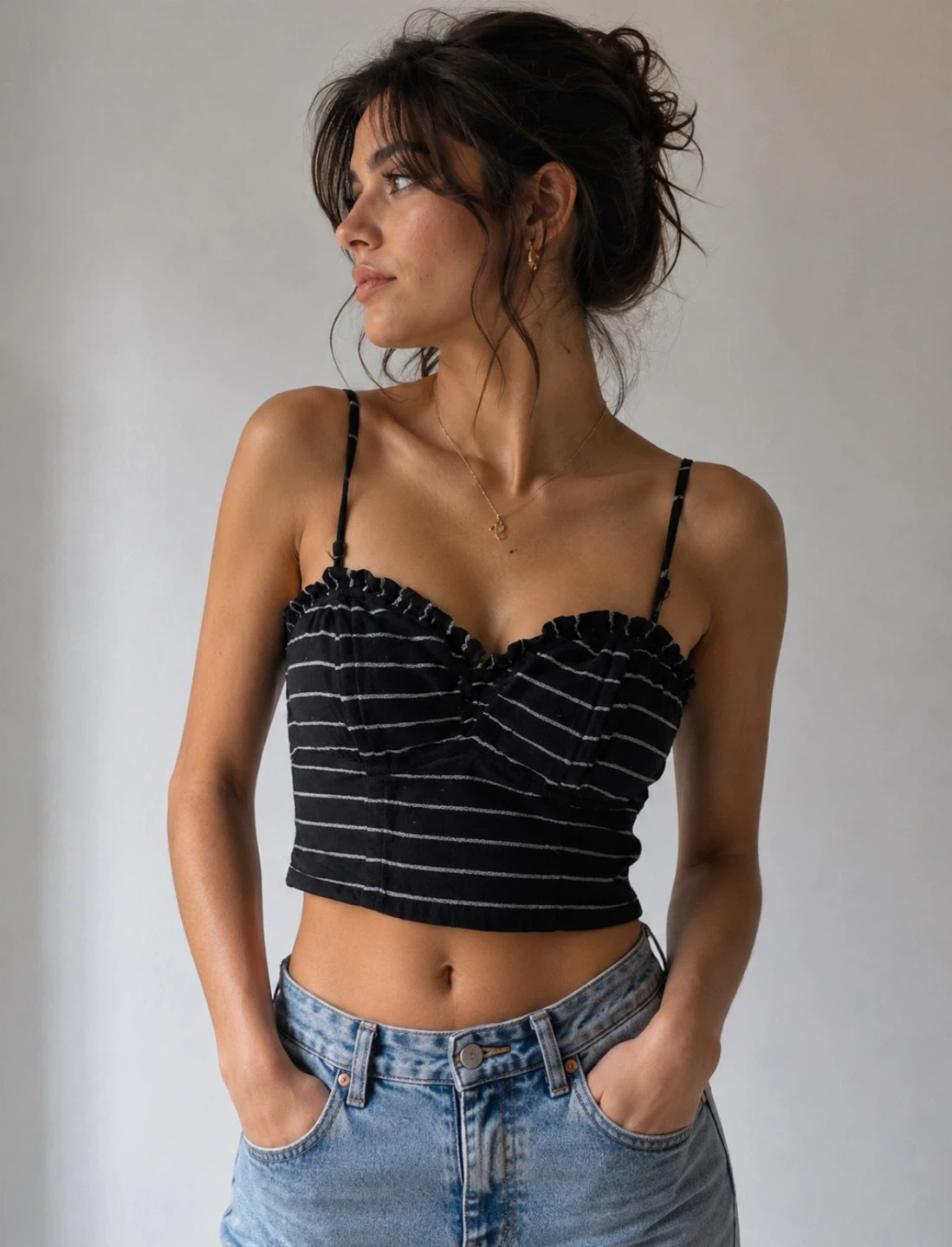 Black and white striped cami top