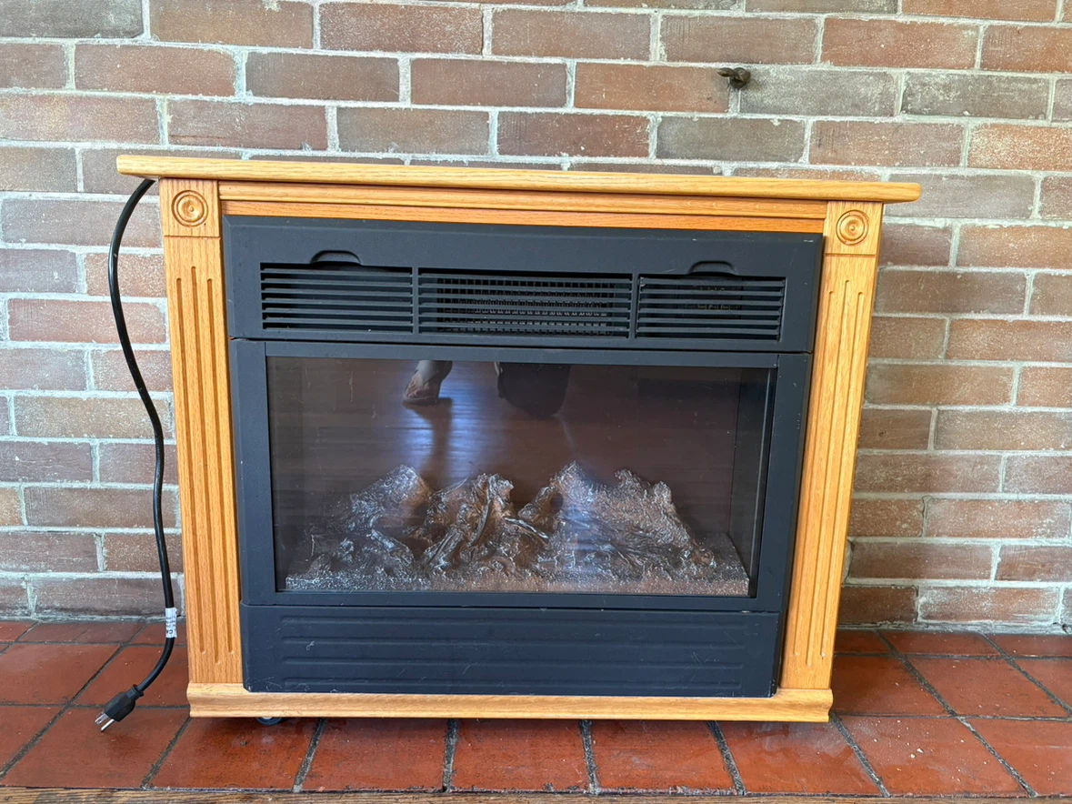Oak Electric Fireplace with Flame Effect - photo 2