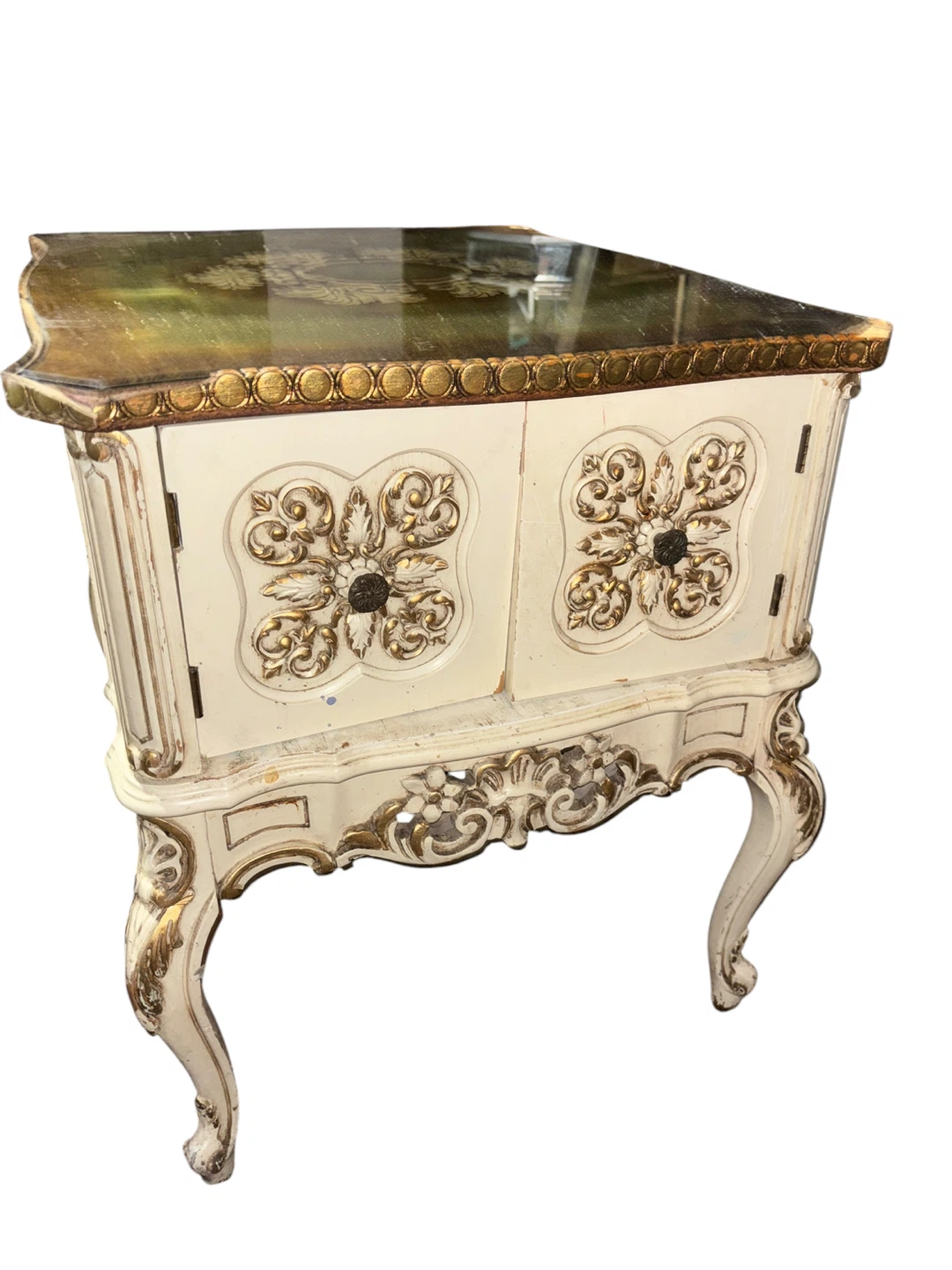2 Ornate Vintage Accent Table with Gold Accents - photo 3