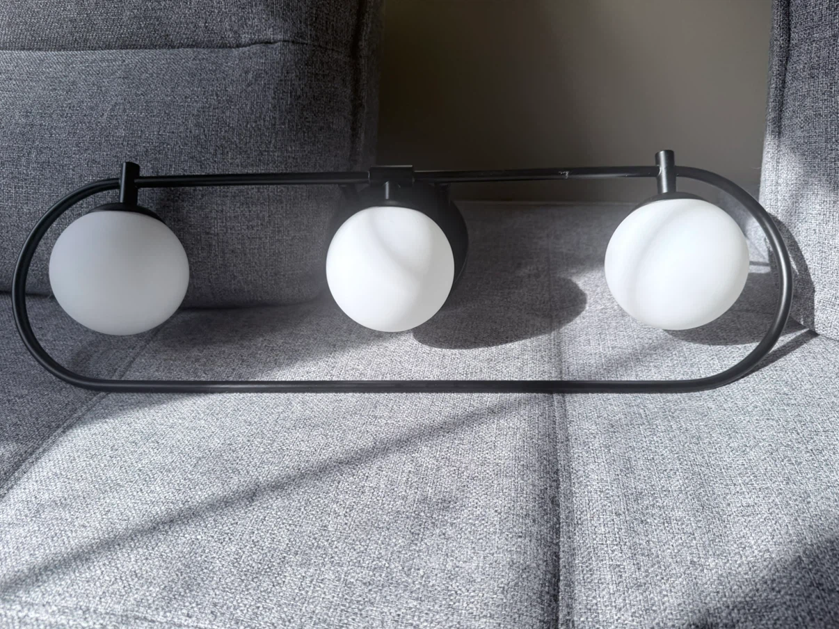 Modern 3-Light Black Wall Sconce with Frosted Globe Shades