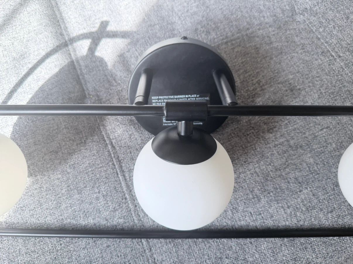 Modern 3-Light Black Wall Sconce with Frosted Globe Shades - photo 2