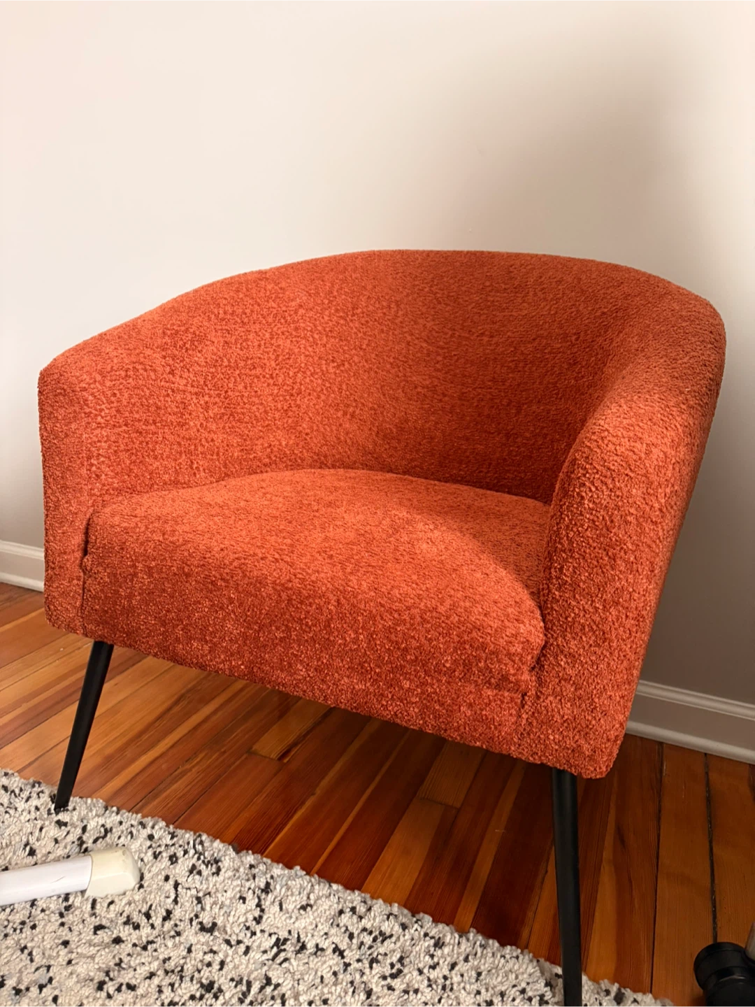 Orange Boucle Accent Chair