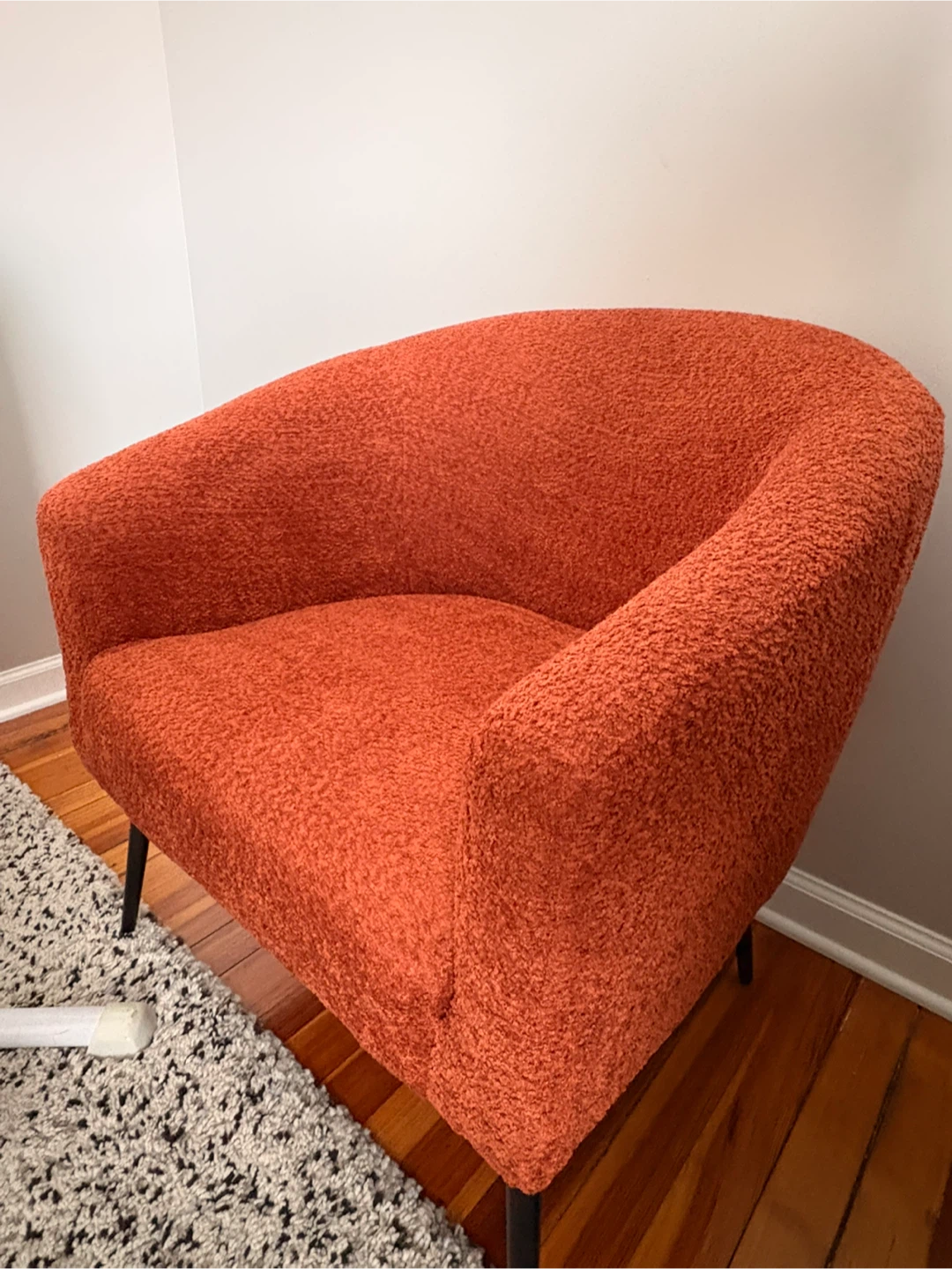 Orange Boucle Accent Chair - photo 2