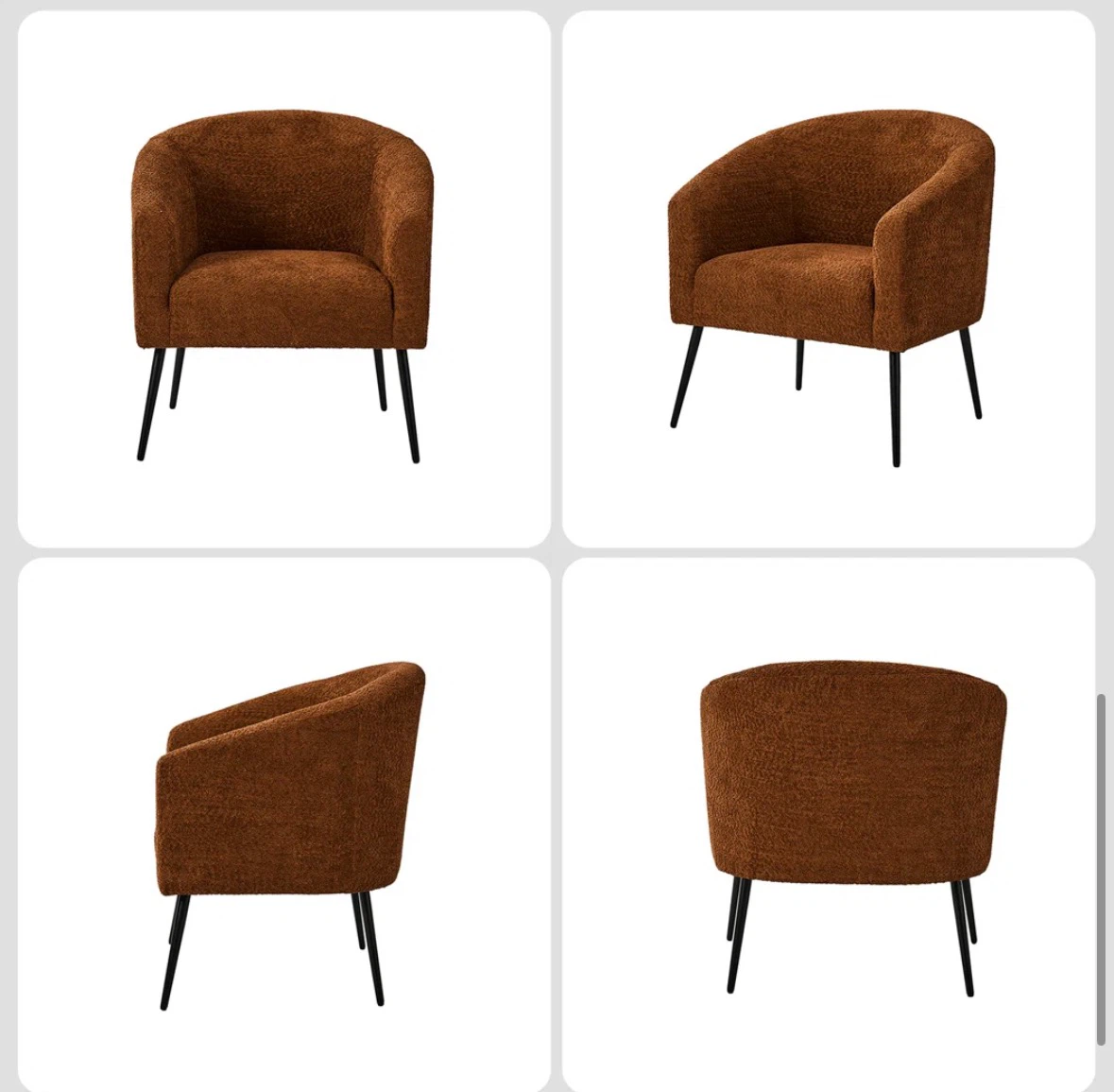 Orange Boucle Accent Chair - photo 3