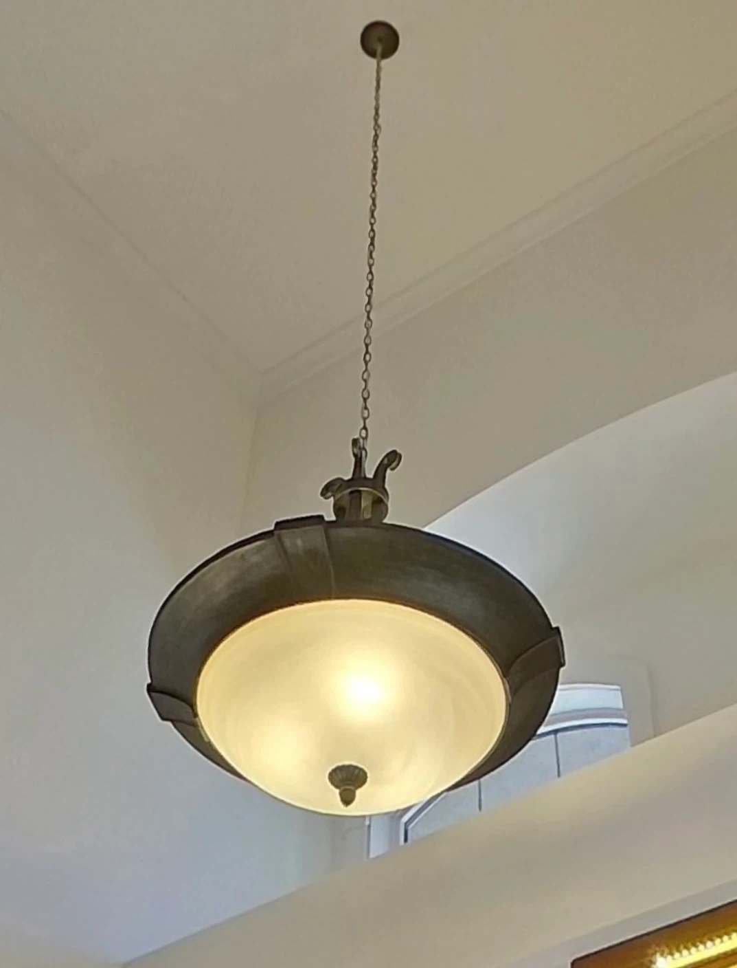 Large Pendant Light Fixture with Frosted Glass Shade - photo 2