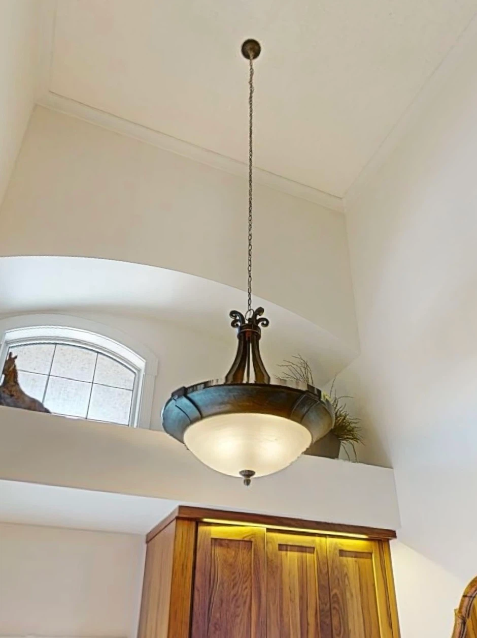 Large Pendant Light Fixture with Frosted Glass Shade - photo 3