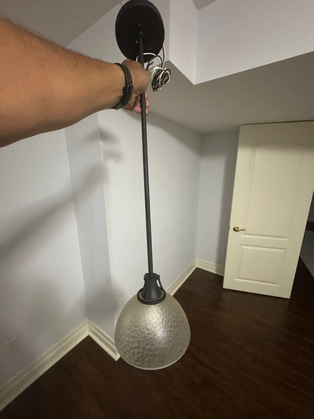Pendant Light Fixture with Textured Glass Shade