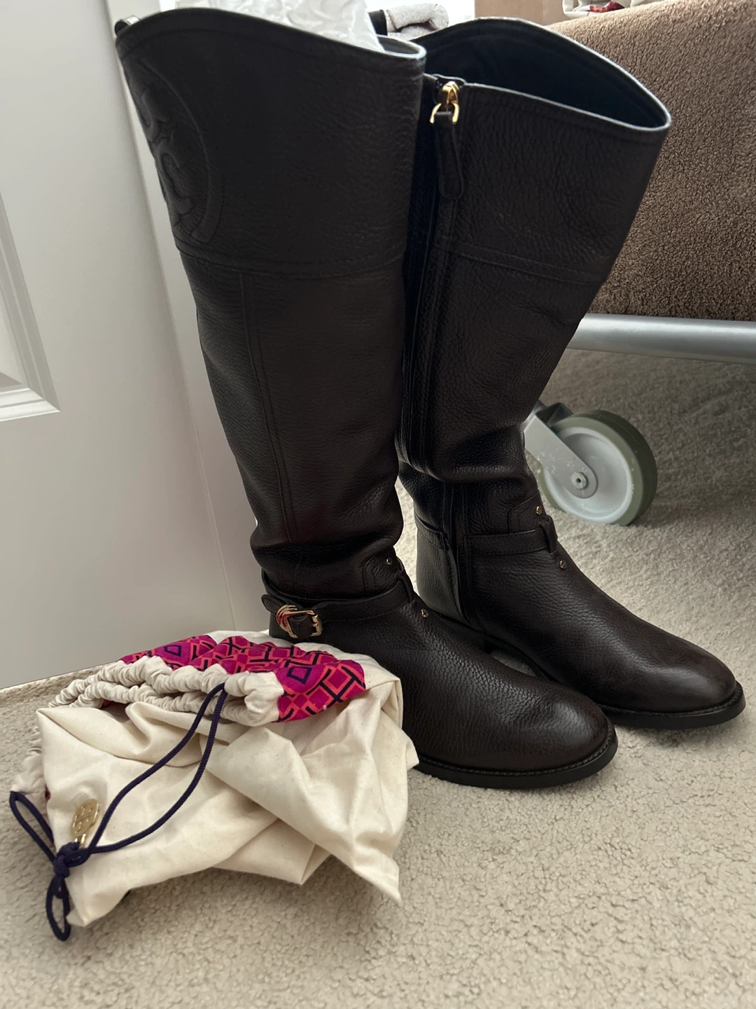 Tory Burch Dark Brown Leather Riding Boots Size 6.5 - photo 2
