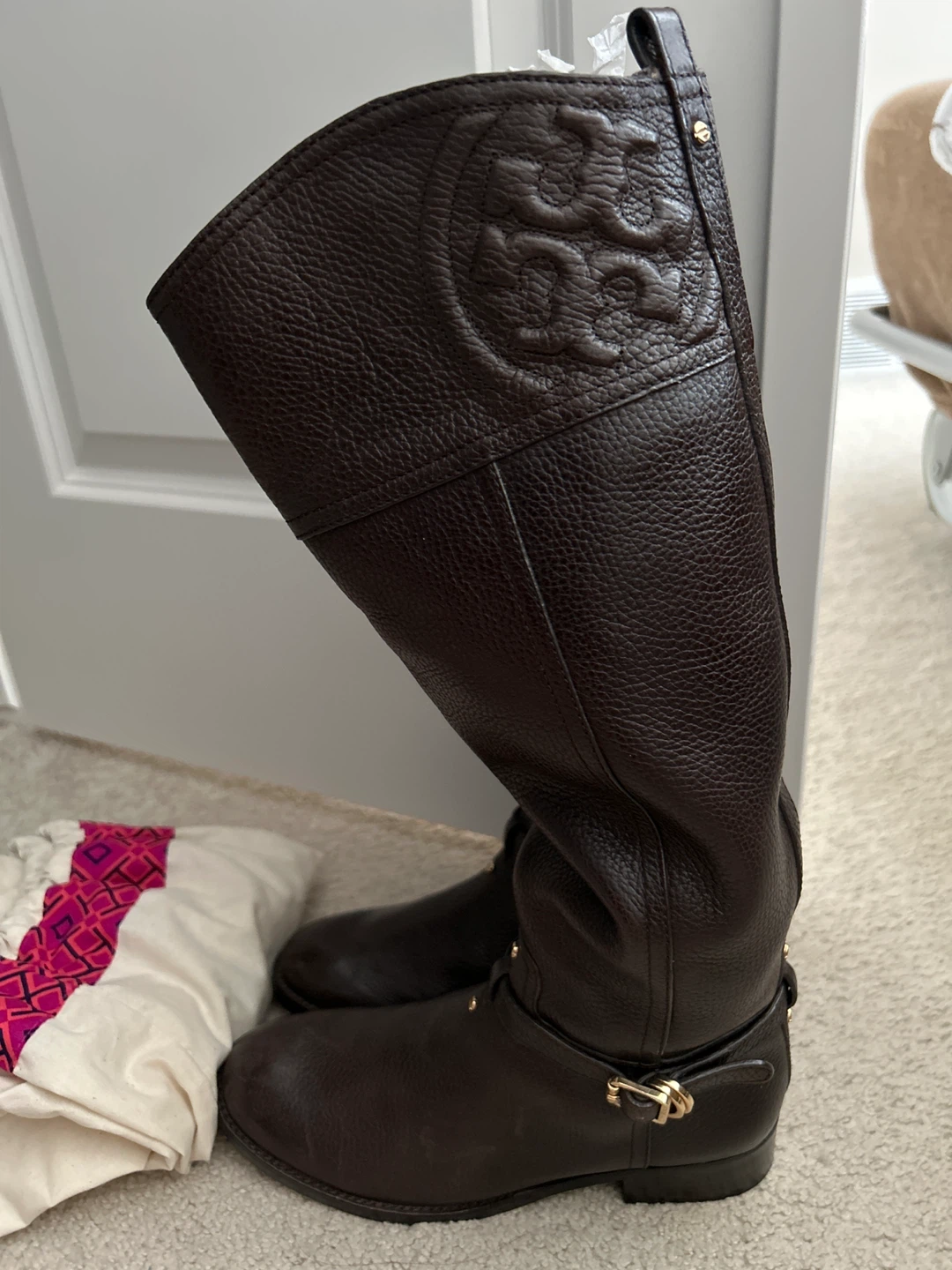 Tory Burch Dark Brown Leather Riding Boots Size 6.5 - photo 4