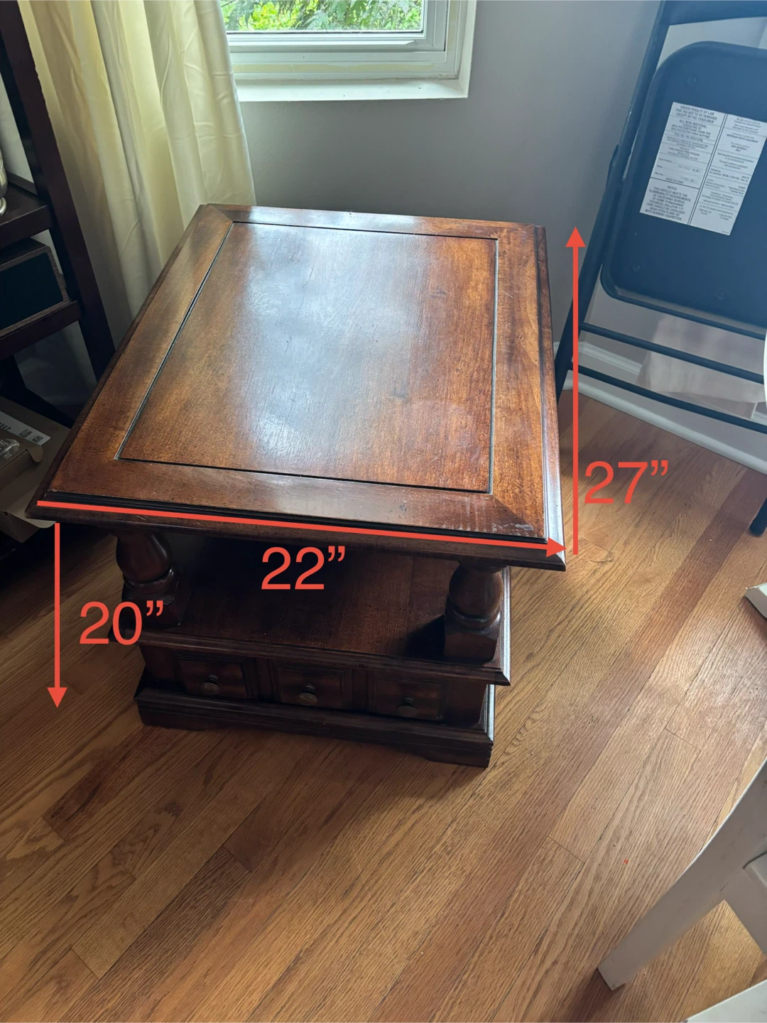 Wooden End Table with 3 Drawers