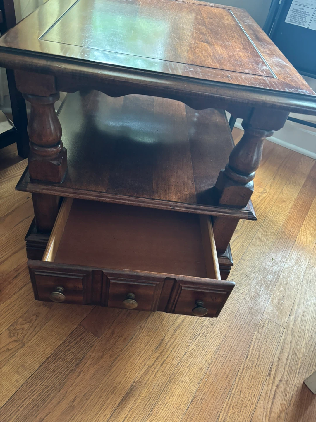 Wooden End Table with 3 Drawers - photo 2