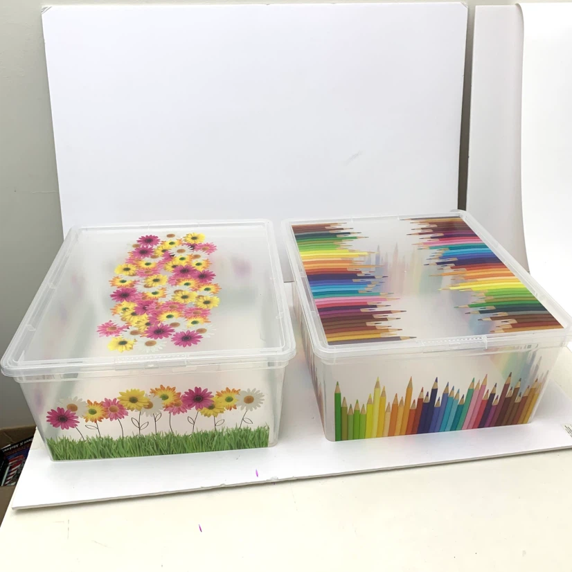 Storage Bins Plastic Organizer Boxes Kids Craft Toy Set of 2