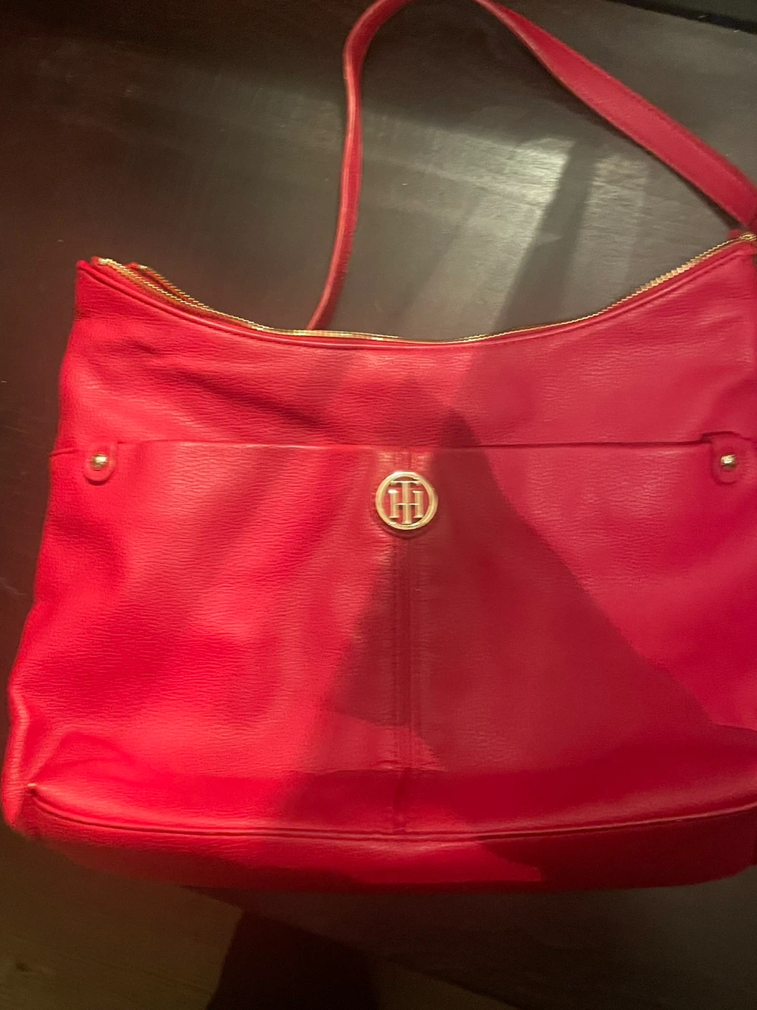 Tommy Hilfiger Red Leather Hobo Bag
