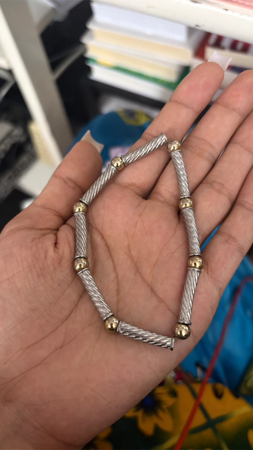 Sterling Silver and Gold Tone Bead Bracelet