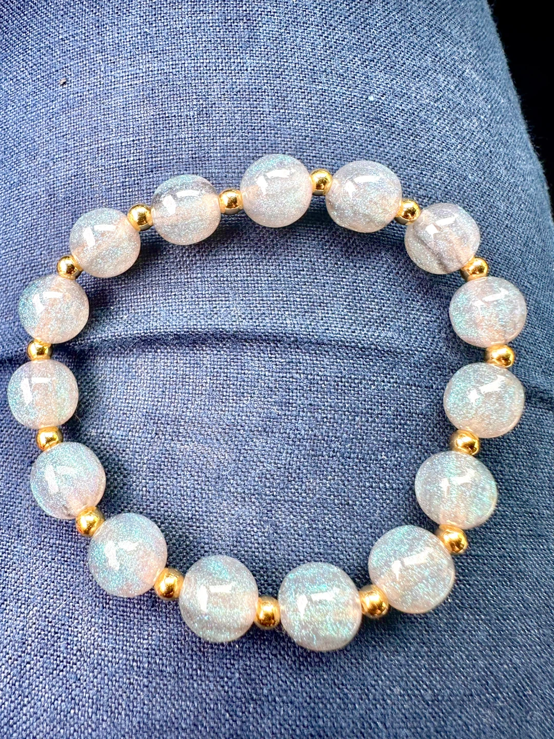 Sparkly Beaded Bracelet with Gold Accents