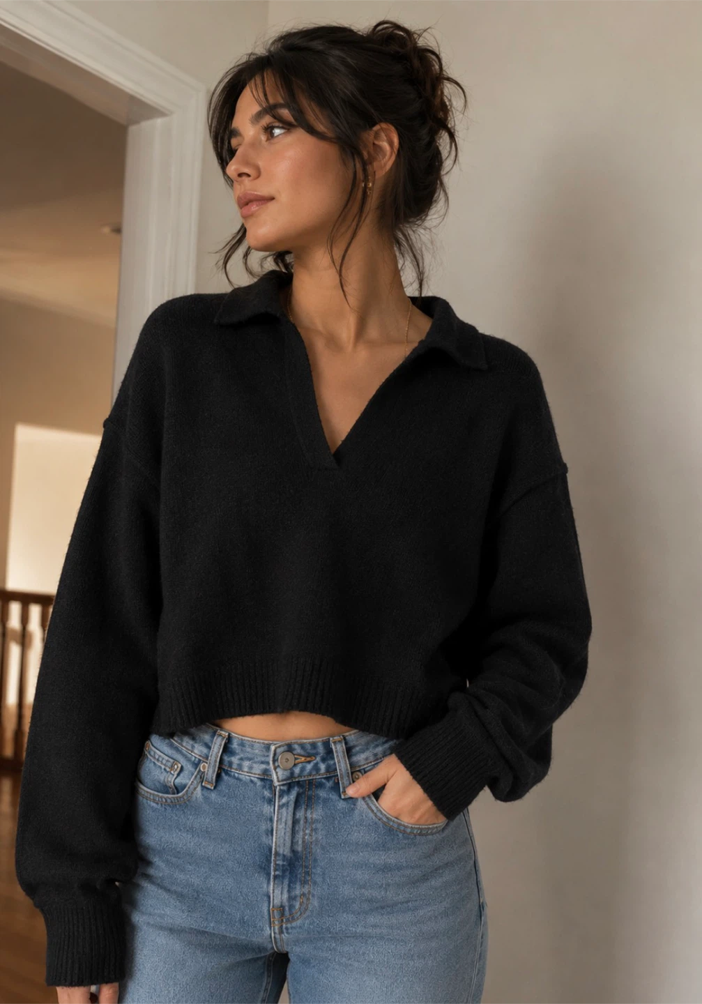 Vero Moda Black Collared Sweater - Size XS