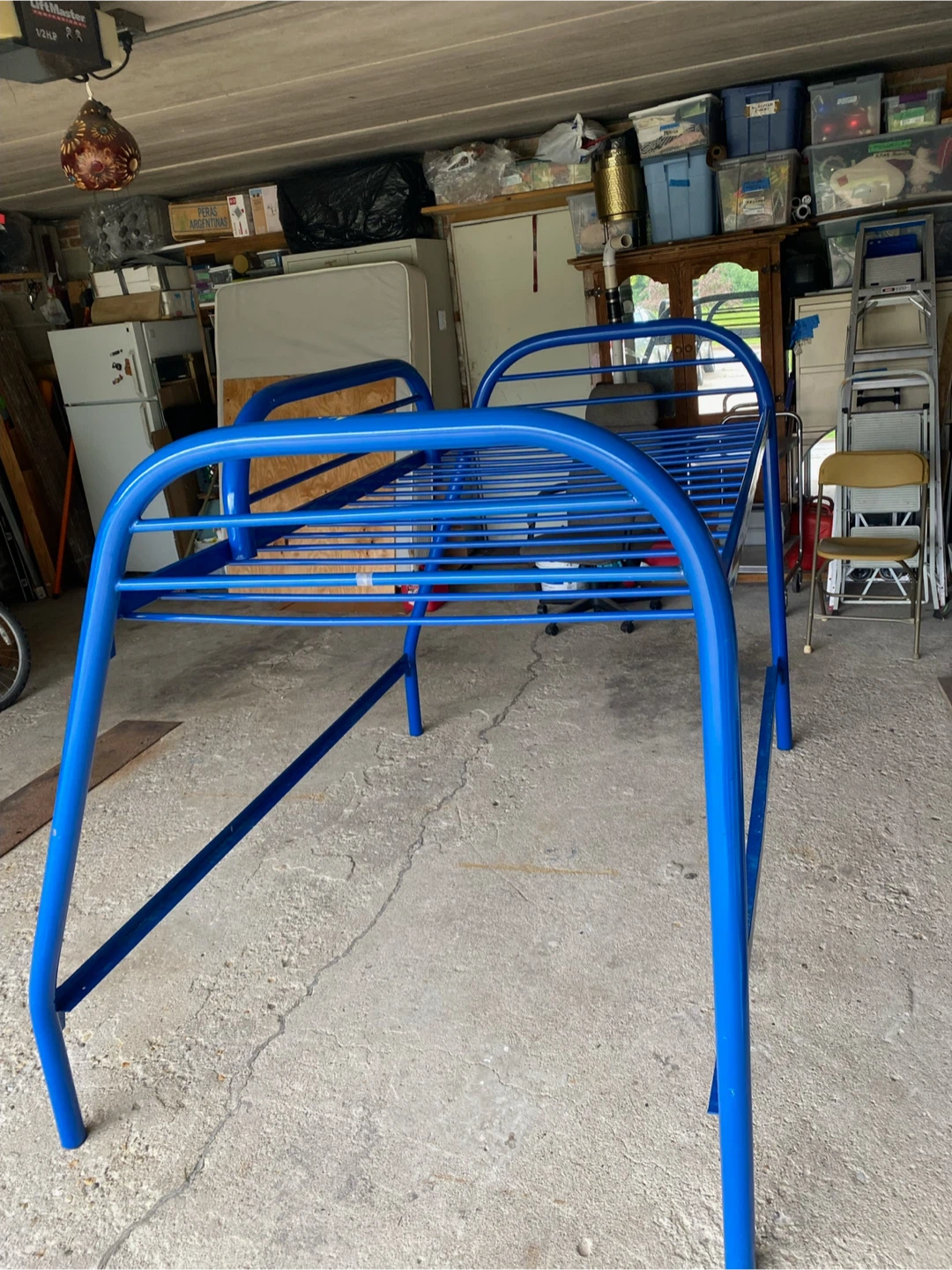 Blue Metal Twin Bed Frame with Mattress