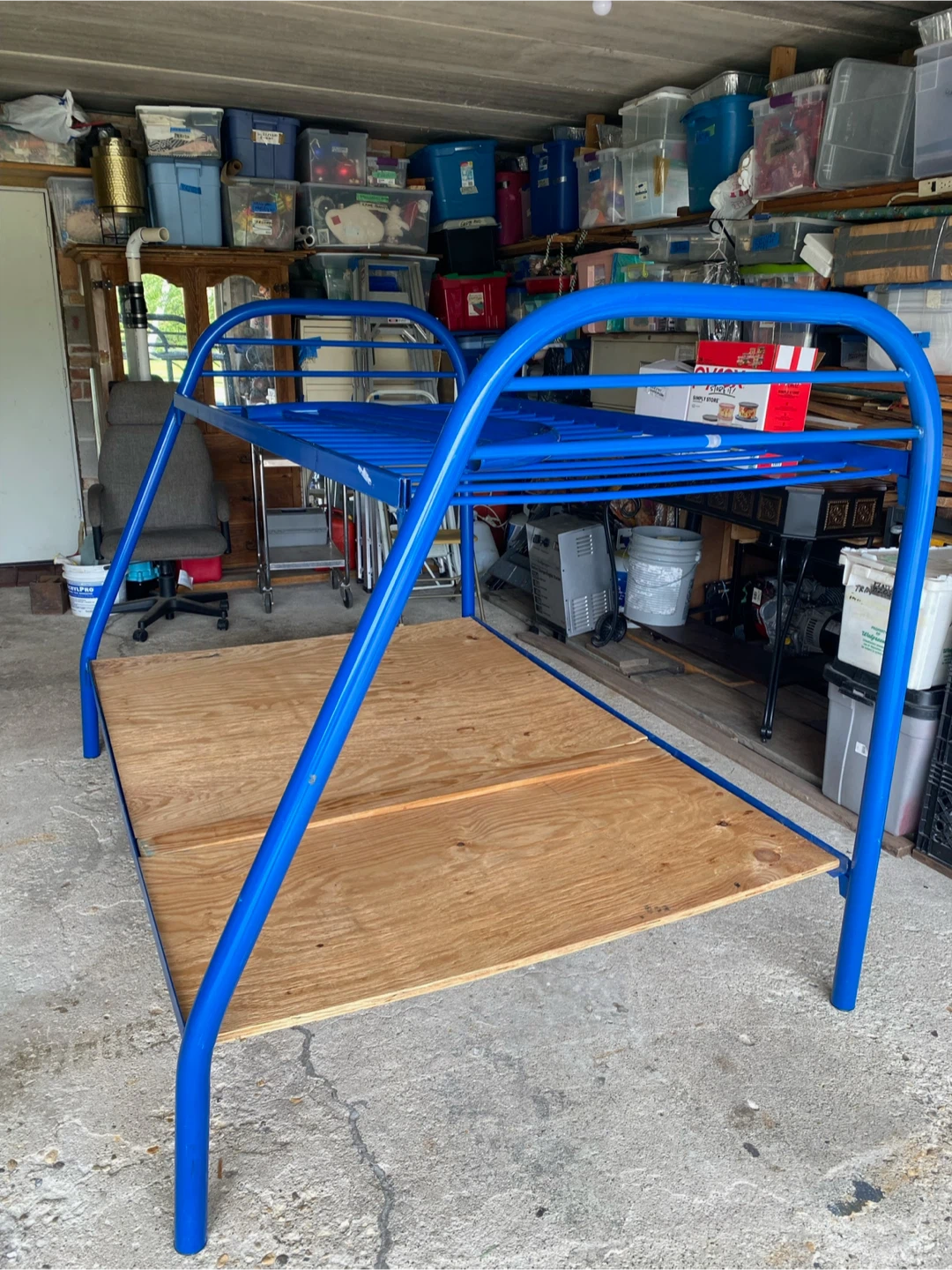 Blue Metal Twin Bed Frame with Mattress - photo 2