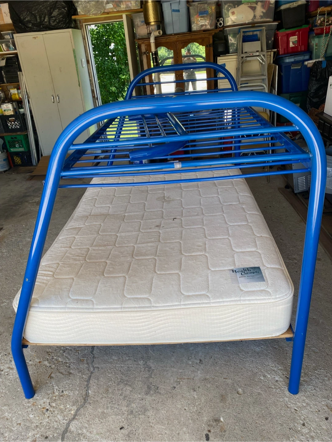 Blue Metal Twin Bed Frame with Mattress - photo 3